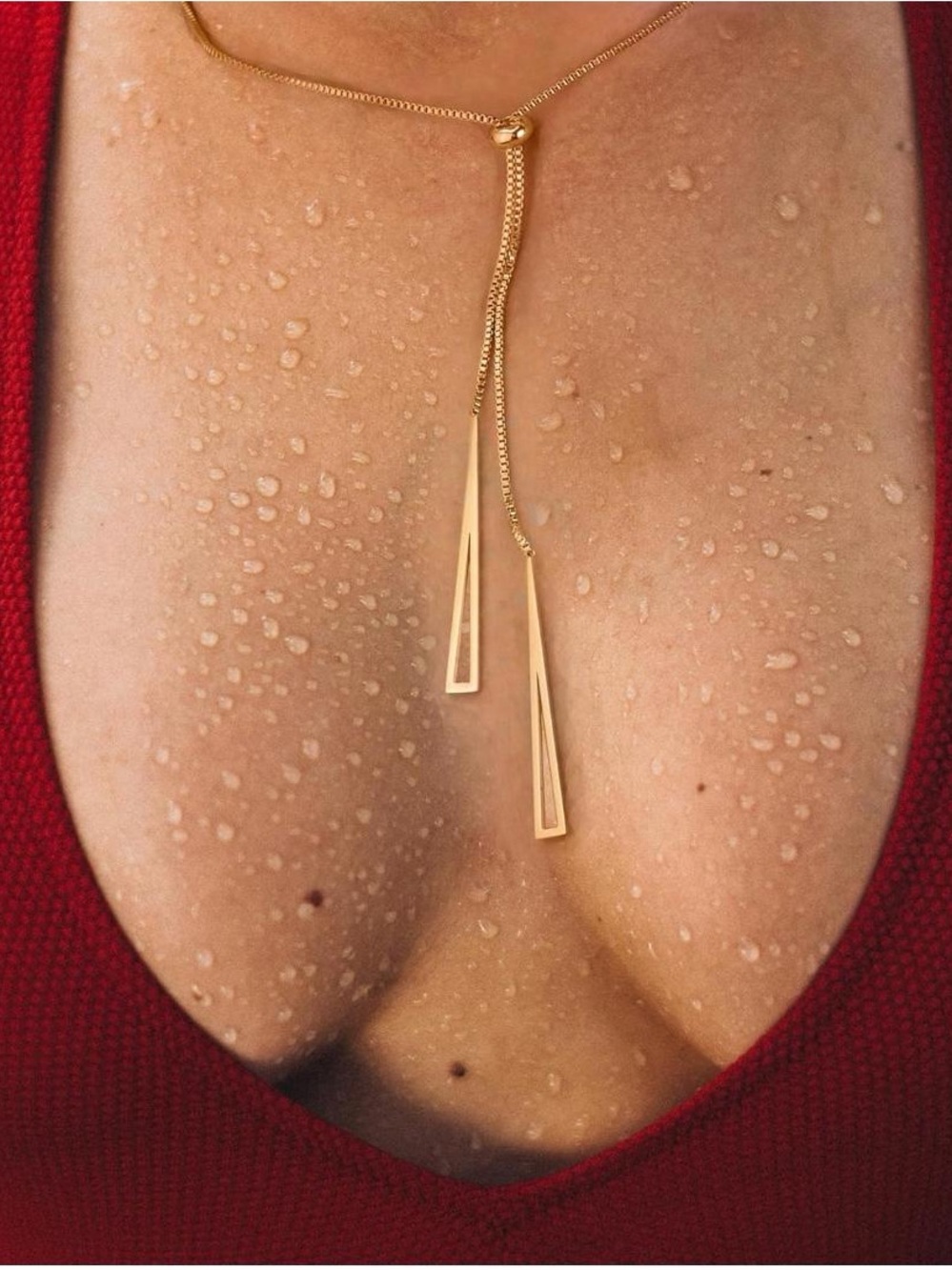 Delicate Gold Lariat Necklace with Dual Drop Bars